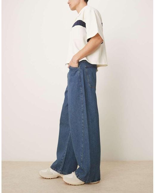 ASOS Blue Super baggy Jeans With Twisted Seams for men