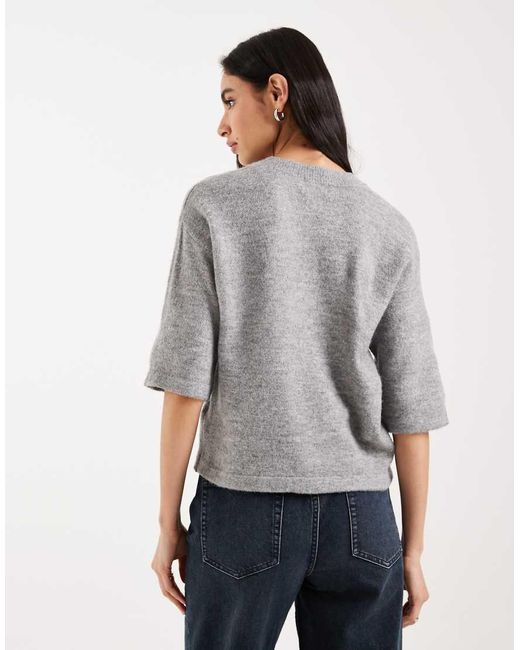 Brave Soul Gray Short Sleeve Relaxed Fit Knit Cardigan