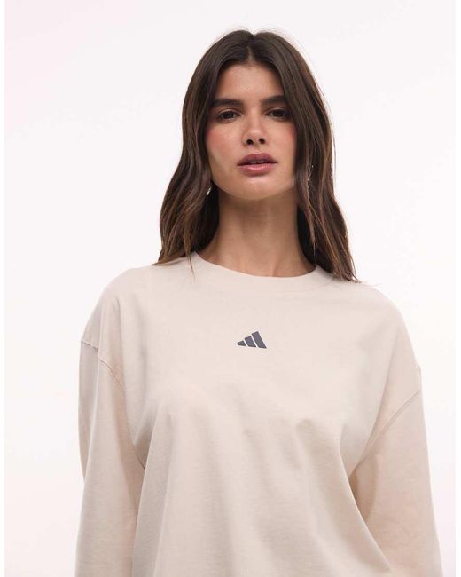 Adidas Originals Natural Three Stripes Studios Long Sleeve Top