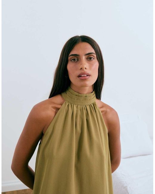 Lioness Blue Exclusive Gabriella Halterneck Chiffon Drape Top