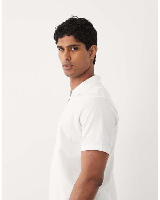 ASOS White Regular Fit Polo With Zip for men