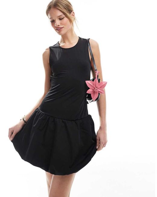 ONLY Black Open Back Bubble Hem Mini Dress