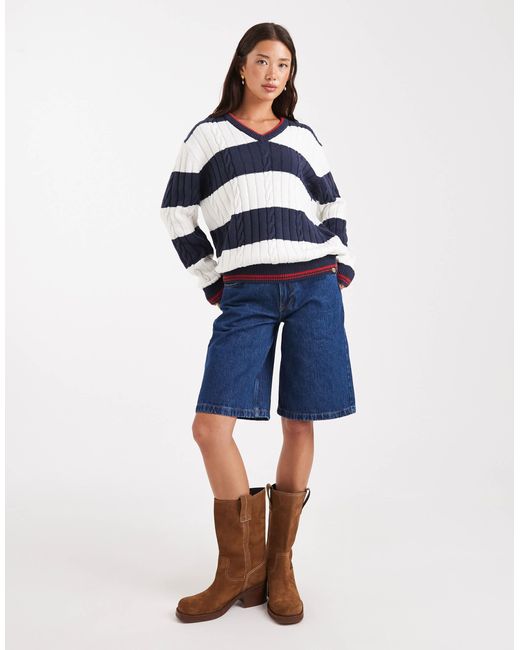Superdry Blue – oversize-strickpullover