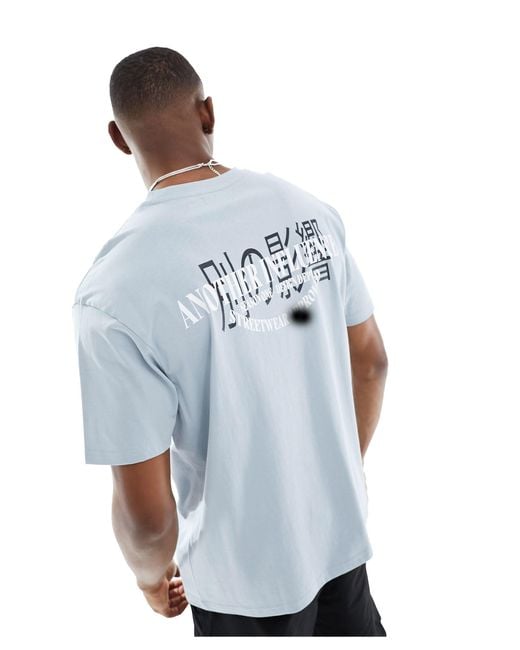 Another Influence Blue Boxy Logo Print T-shirt for men