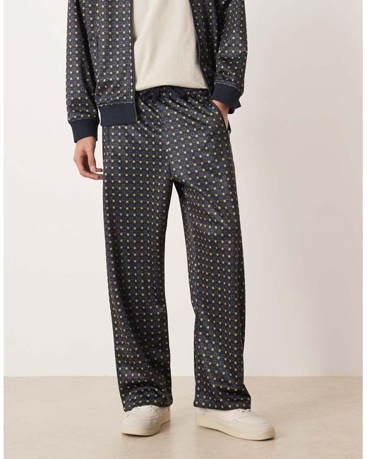 House Of Sunny White Co-Ord The Benny Geo Printed Tracksuit Bottom for men