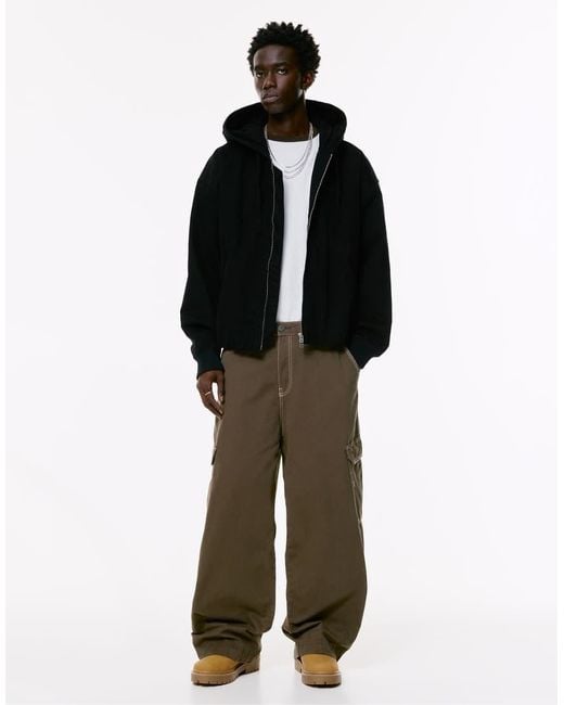 Pull&Bear Brown baggy Cargo Pants for men
