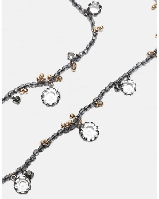 Stradivarius White Beaded Necklace