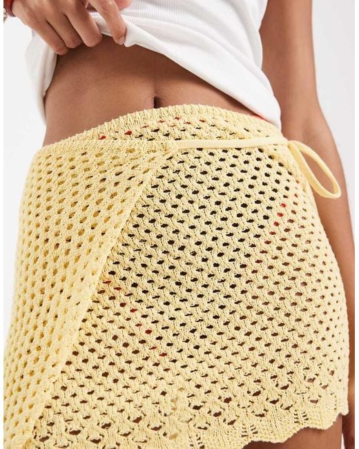 Reclaimed Vintage Natural Crochet Knit Beach Wrap Skirt