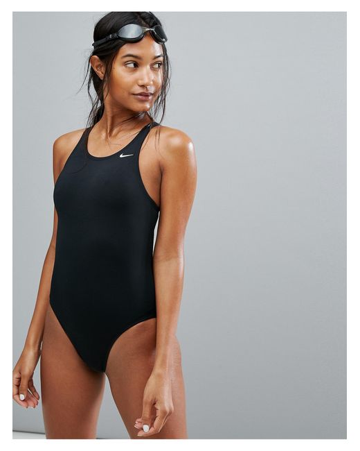 nike solid swimsuit in black