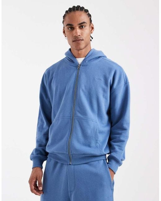 Hollister Blue Chest Logo French Terry Zip Through Hoodie Co-ord for men