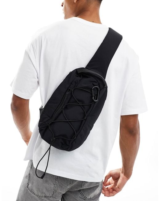 ASOS White Backpack With Drawstring Detail for men