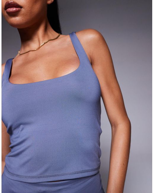 4505 Blue Square Neck Vest With Inner Bra