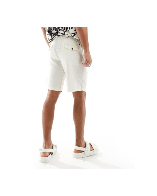 Tommy Hilfiger White Harlem Drawstring Linen Shorts for men
