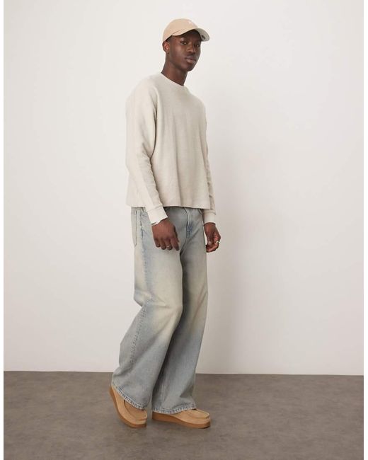 Top A Maniche Lunghe Oversize Squadrato di ASOS in Natural da Uomo