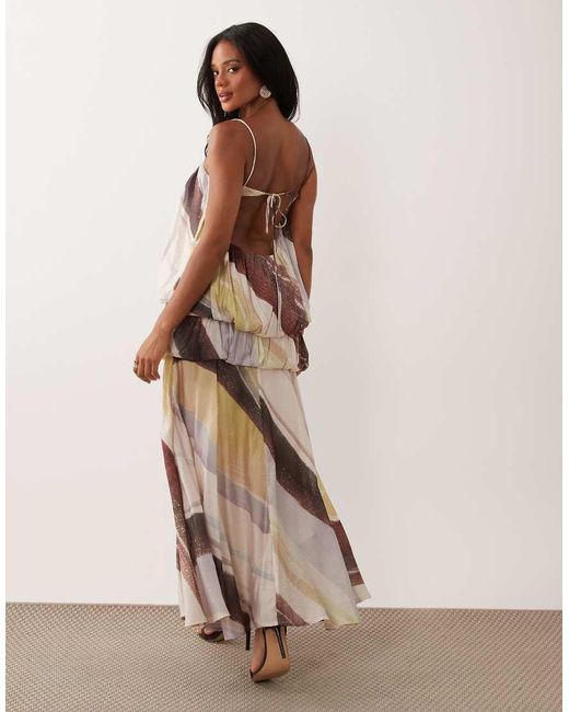 ASOS Natural Bubble Tiered Cami Strap Maxi Dress