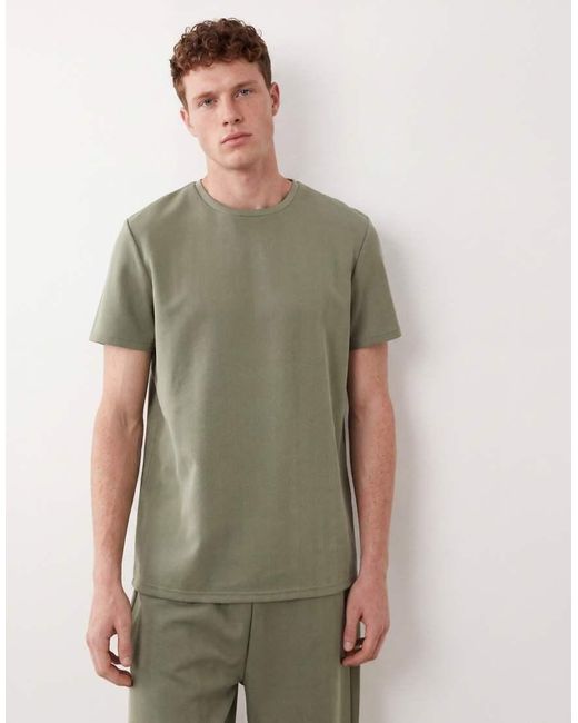 Brave Soul Green Textured Crew Neck T-shirt for men