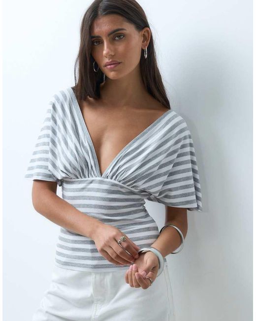 ASOS White Plunge Sleeveless Tie Back Cinch Top