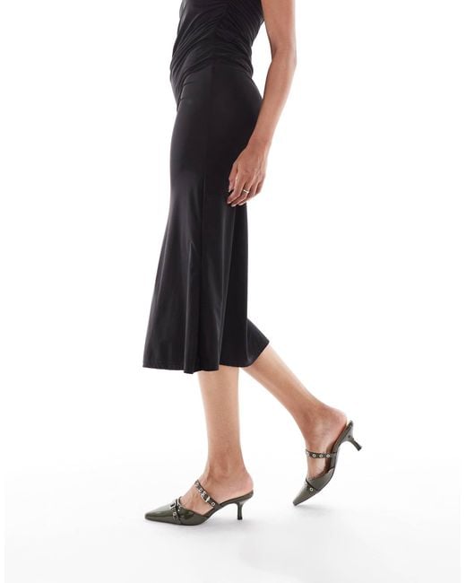 SEQWL Black Maybach Buckle Detail Mule Sandals