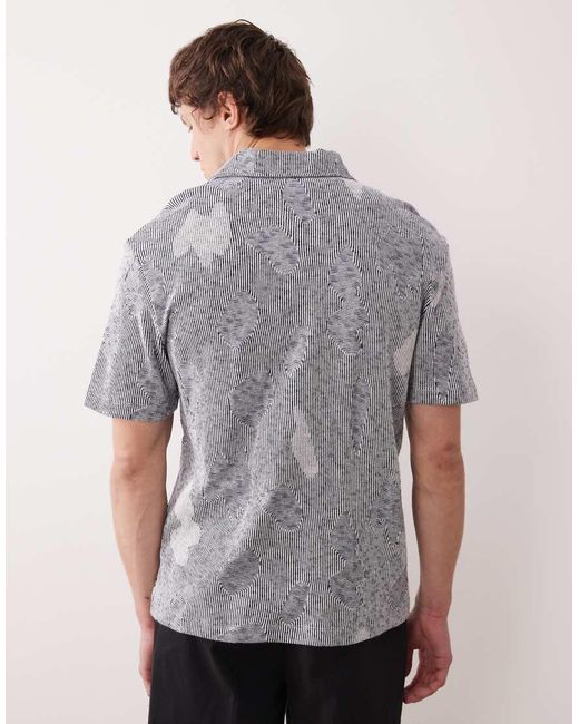 Farah Gray Stoker Short Sleeve Jacquard Knit Shirt for men