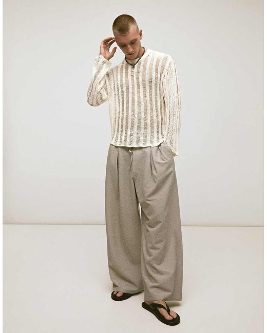 Bershka Natural Open-Knit Jumper for men