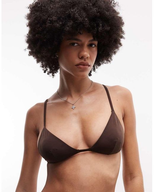 Monki Brown Triangle Bikini Top