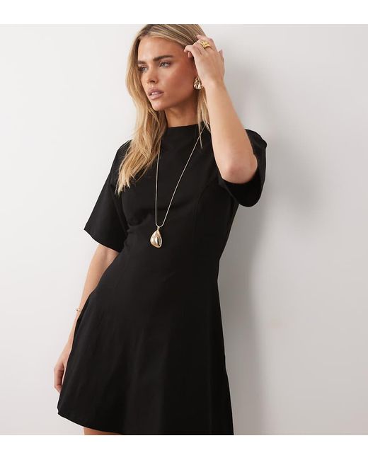 ASOS Black Asos Design Petite Cinched Seam Detail Mini Dress