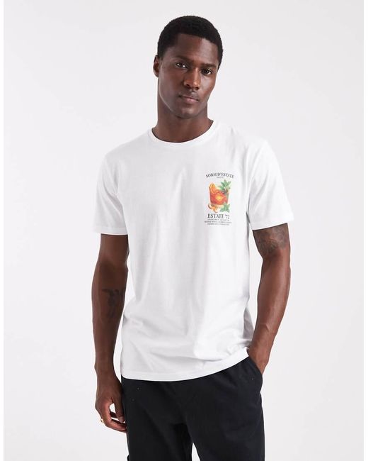 Brave Soul White Short Sleeve Cocktail Graphic T-Shirt for men