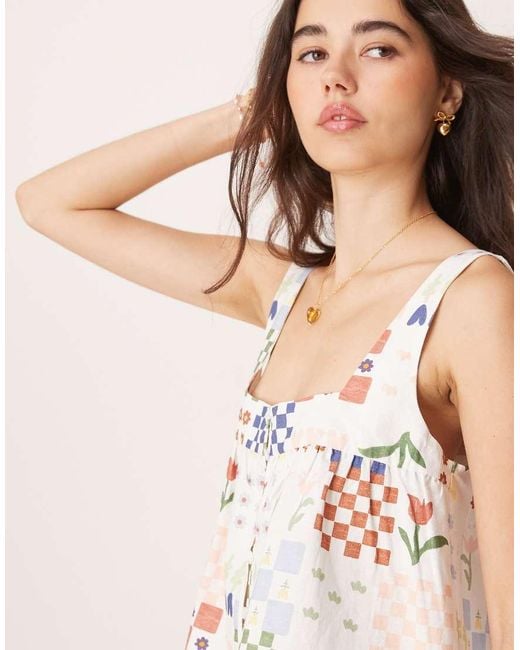 Top De Tirantes Estilo Babydoll Con De ASOS de color White