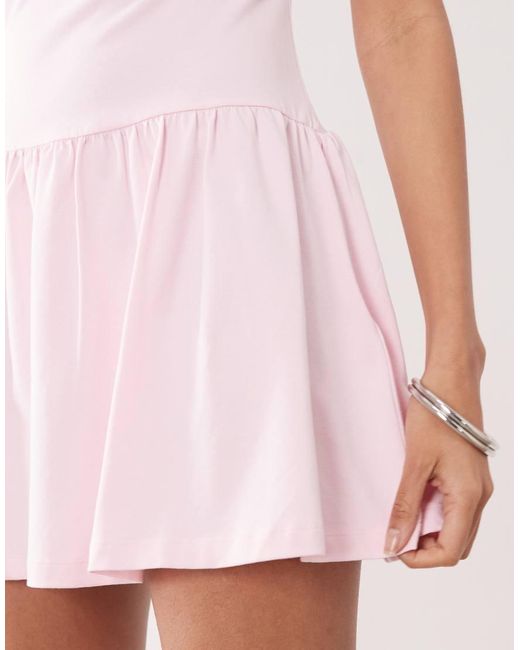 The Frolic Pink Exclusive V Neck Dropped Waist Mini Dress