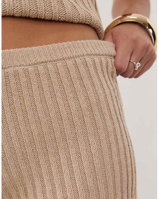 ASOS Natural Knitted Pleated Short Co-Ord