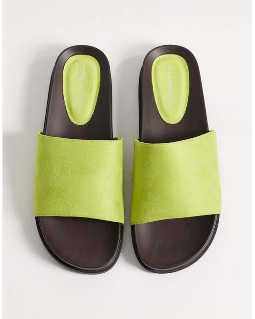 Glamorous Green Footbed Sandals