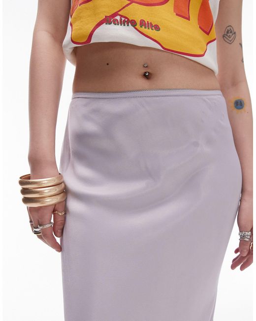 Topshop Unique White Bias Maxi Skirt With Knicker Trim