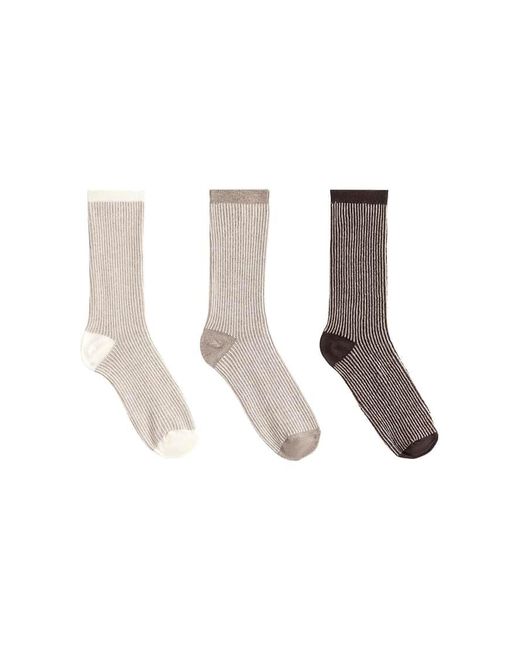 Oysho White 3 Pairs Of Cotton Blend Classic Textured Socks
