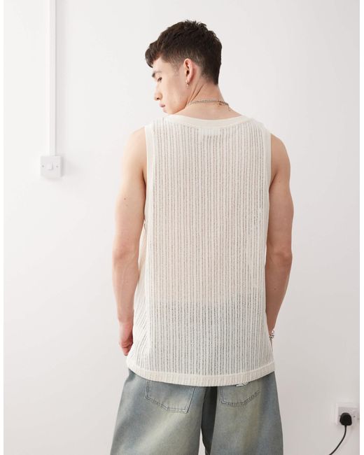 Weekday Natural Open Knit Tank Top for men