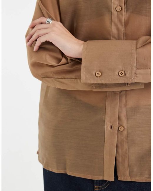 4th & Reckless Blue Sheer Deep Cuff Shirt