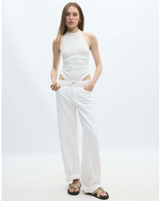Stradivarius White Halterneck Bodysuit