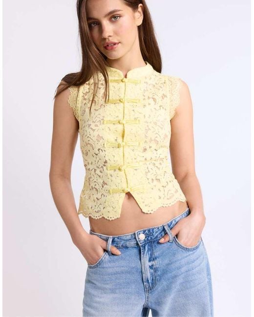Stradivarius Blue Lace Qipao Top