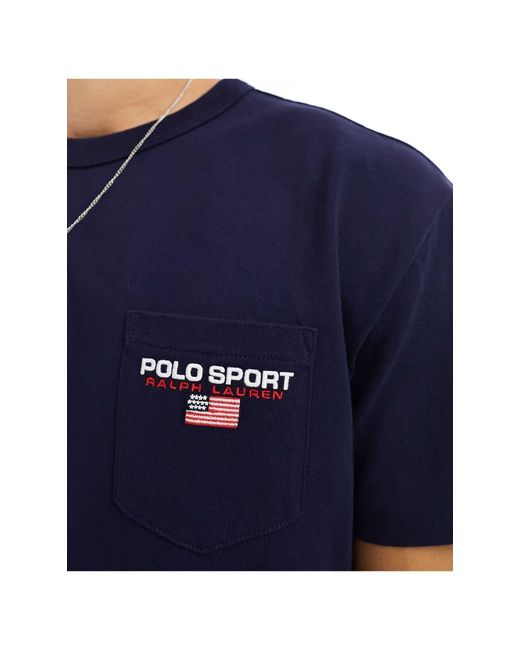 Sport capsule - t-shirt classica oversize con stemma del logo di Polo Ralph Lauren in Blue da Uomo