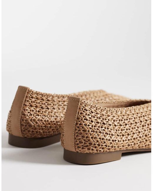 SEQWL Wide Fit White Woven Ballet Flats