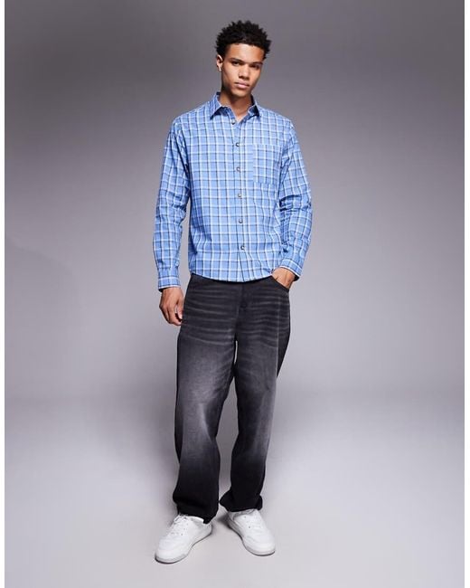 Camicia Vestibilità Classica A Quadri di ASOS in Blue da Uomo