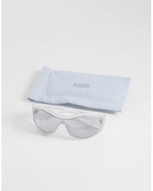 & Other Stories White Wrap Around Visor Style Sunglasses