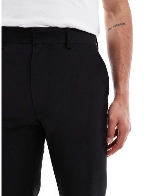 Pantalones De Traje Negros De Corte Slim De Tejido Ligero De Lana Peinada Lavable De ASOS de hombre de color White