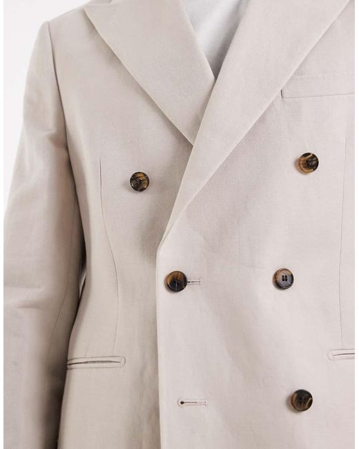 ASOS Natural Slim Linen Rich Suit Jacket for men