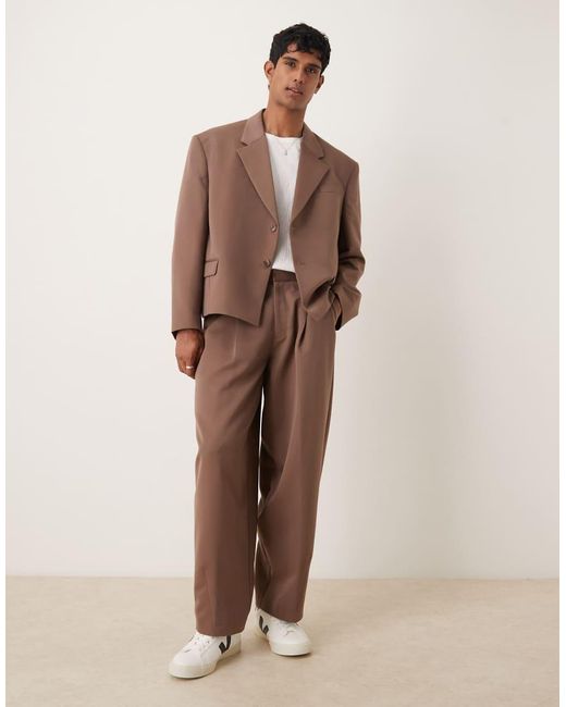 ASOS Oversized Cropped Colbert in het Brown voor heren