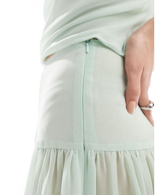 ASOS White Sheer Drapey Chiffon Maxi Skirt Co-ord