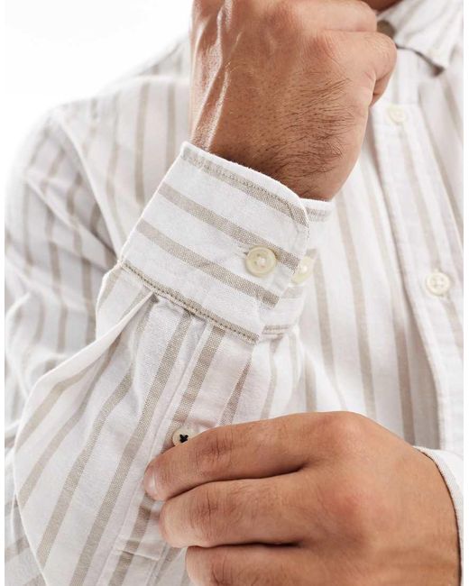 Jack & Jones White Shirt With Beige Stripe for men