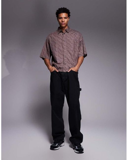 ASOS Purple Boxy Oversized Poplin Shirt for men