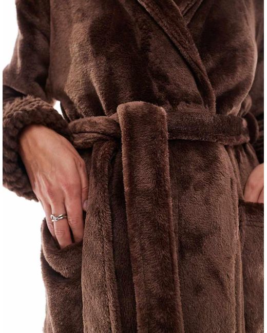 Threadbare Natural Long Fluffy Dressing Gown