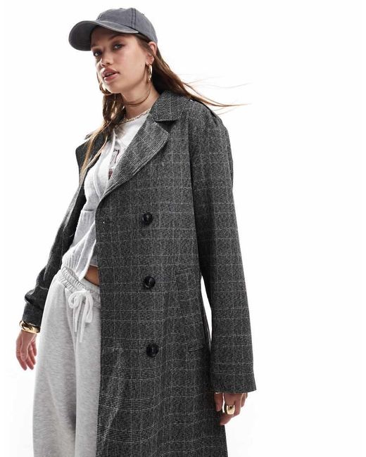 Miss Selfridge Gray Check Trench Coat