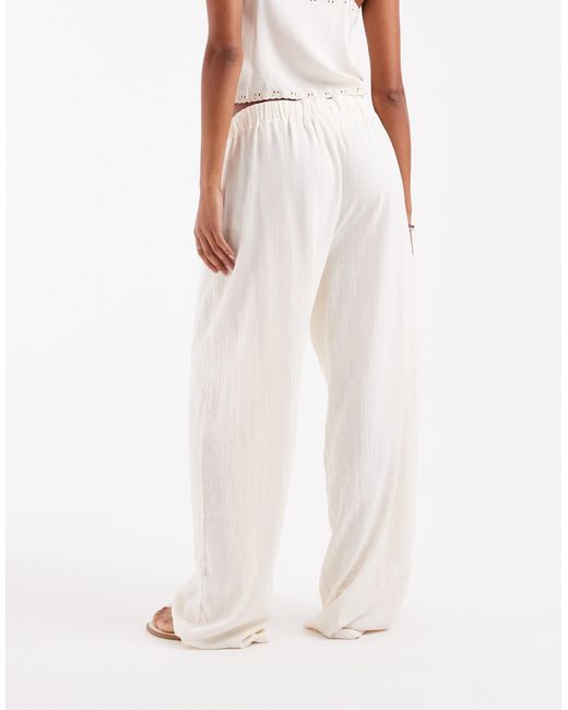 ASOS White Crinkle Texture Pull On Trousers